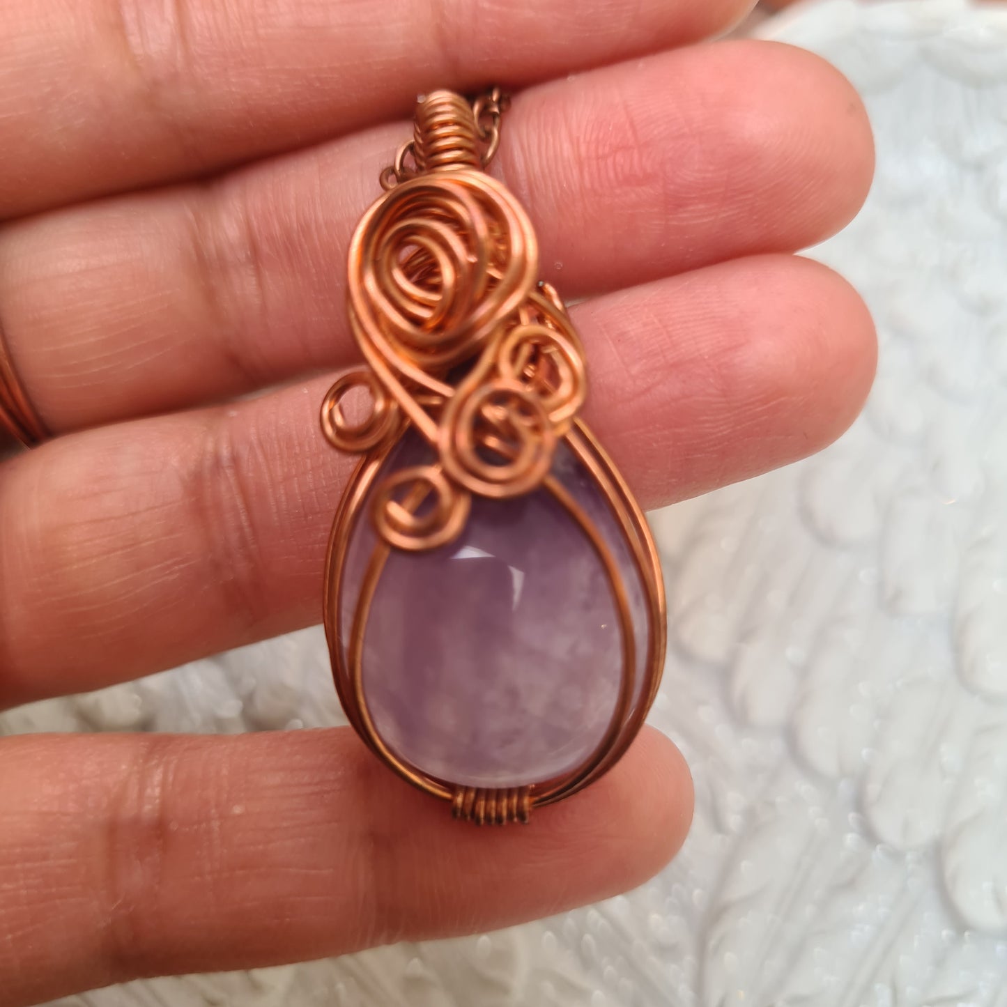 Amethyst Copper Wire Wrapped Pendant