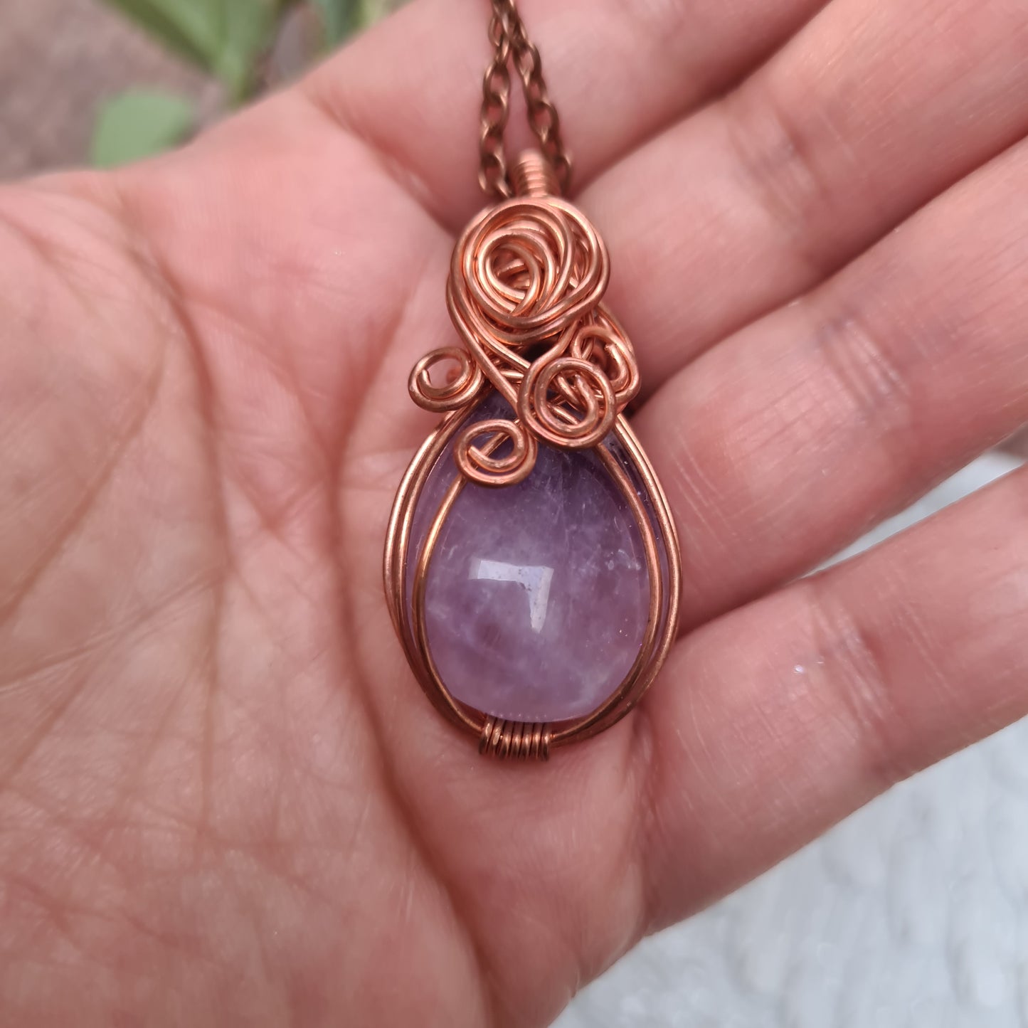 Amethyst Copper Wire Wrapped Pendant