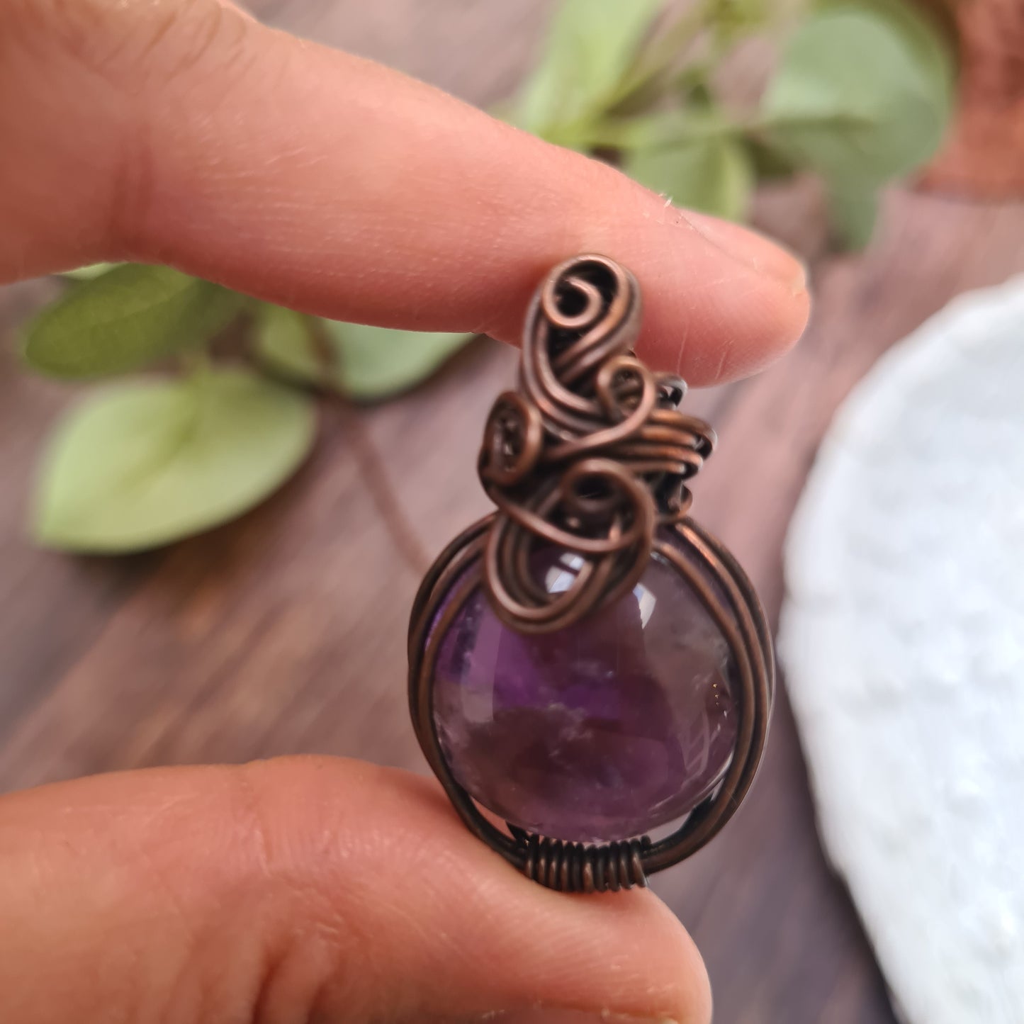 Amethyst 2 Copper Wire Wrapped Pendant