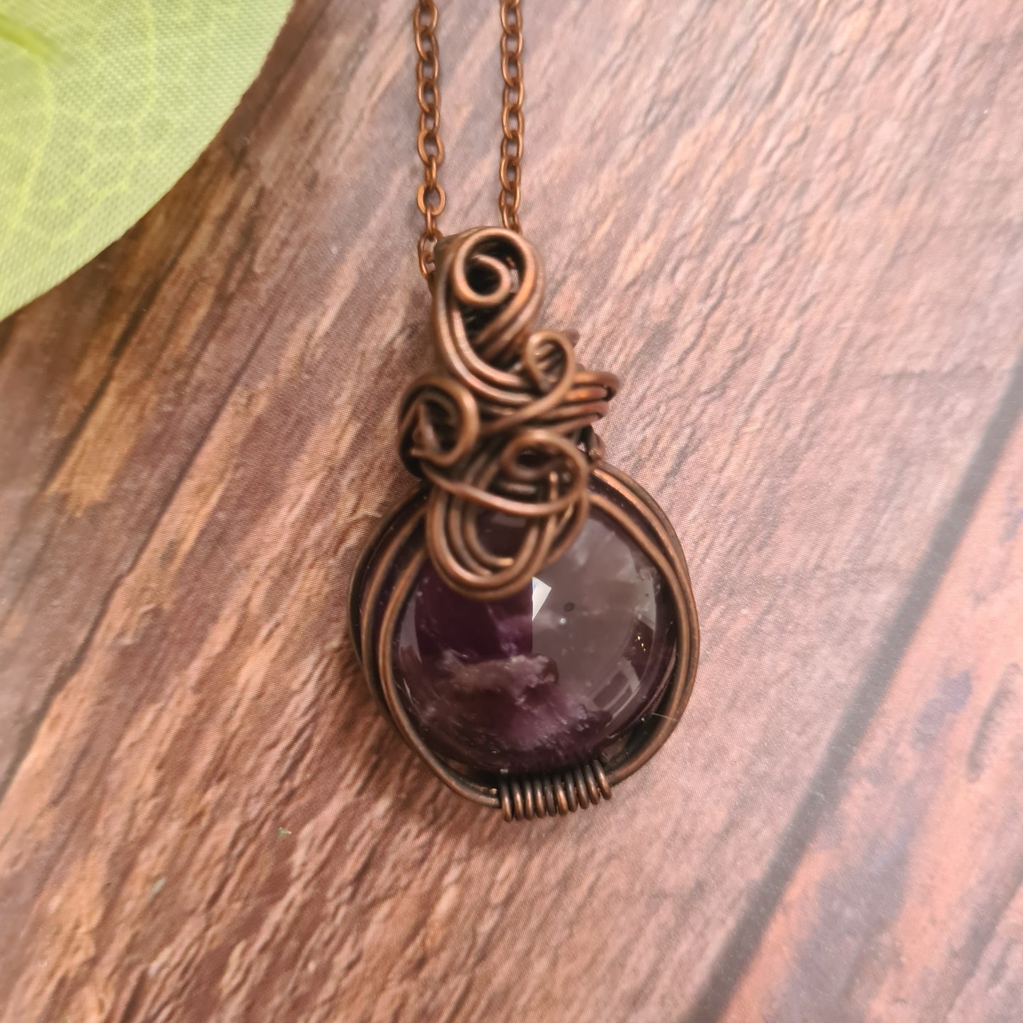 Amethyst 2 Copper Wire Wrapped Pendant