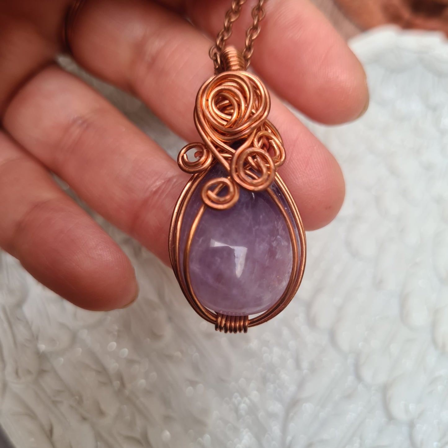 Amethyst Copper Wire Wrapped Pendant