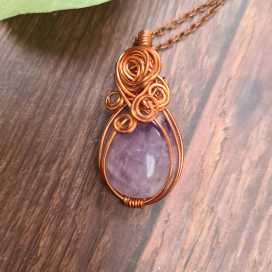 Amethyst Copper Wire Wrapped Pendant