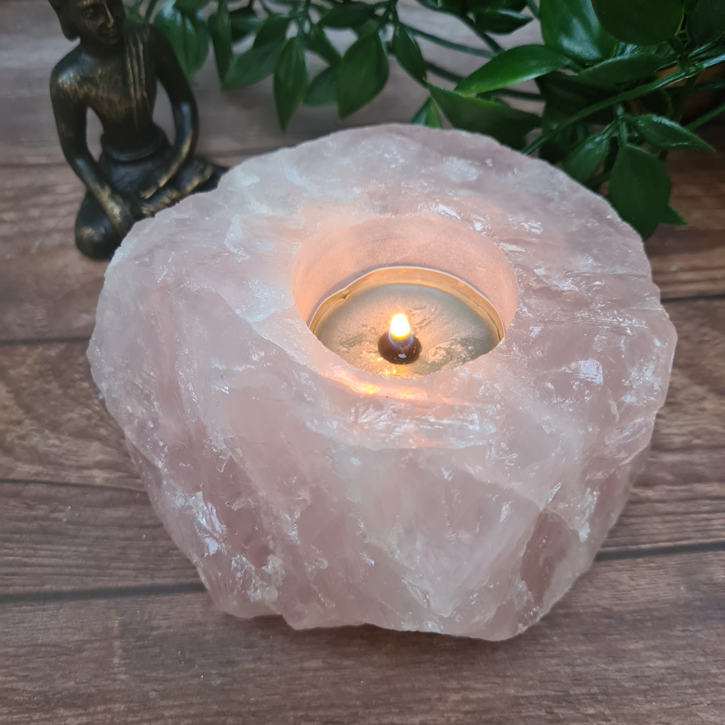 Rose Quartz Candle Holder - love and Relationships - Kindness - healing