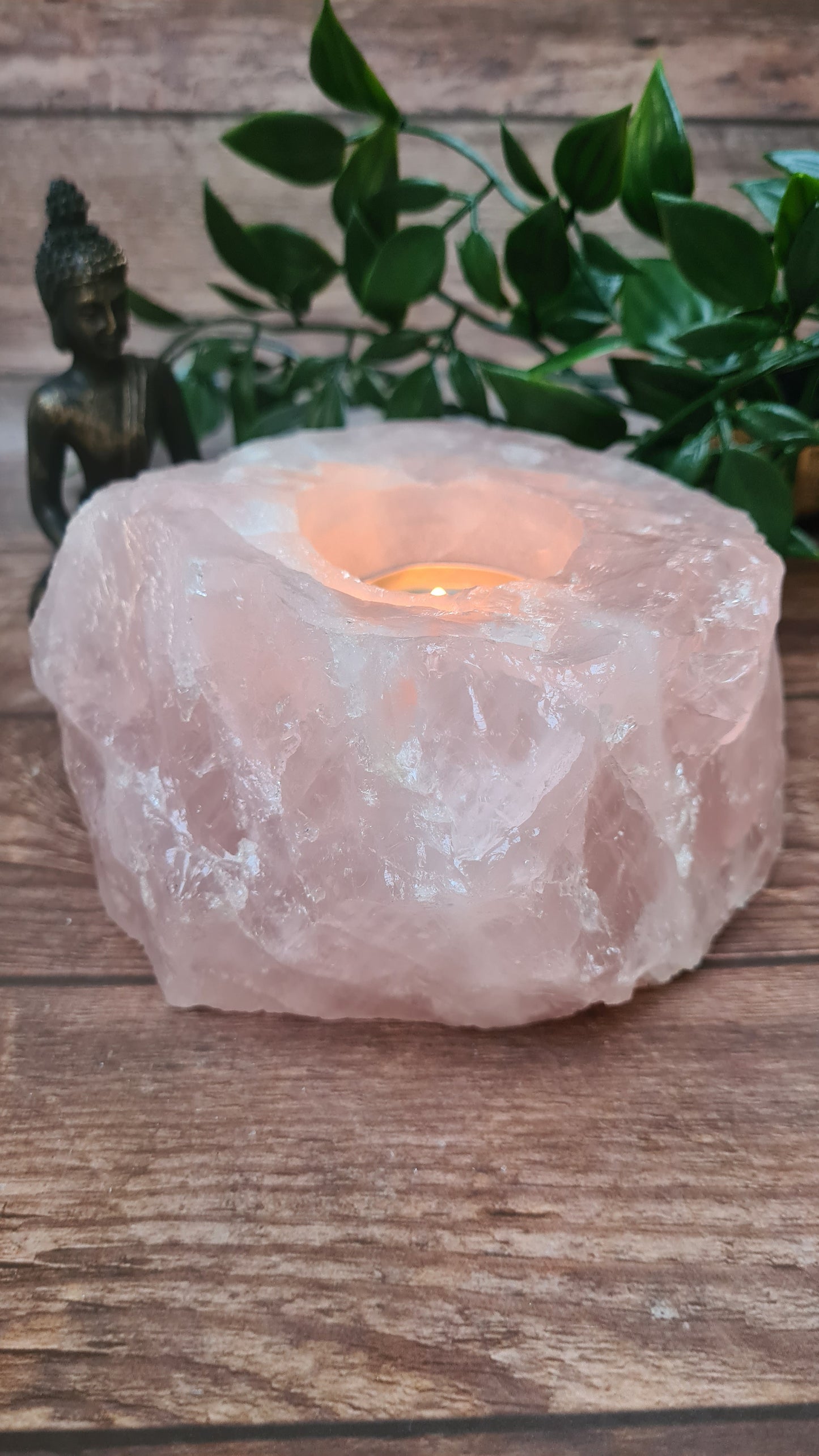 Rose Quartz Candle Holder - love and Relationships - Kindness - healing